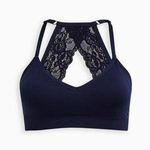 NWT Torrid Lightly Lined Seamless Flirt Racerback Bralette - Peacoat Blue